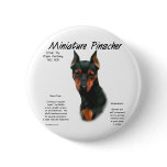 Miniature Pinscher (blk/rust) History Design buttons