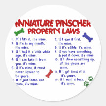 Miniature Pinscher Property Laws 2 Round Stickers