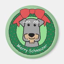 Miniature Schnauzer Christmas Refrigerator Magnet