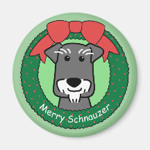 Miniature Schnauzer Christmas Refrigerator Magnets