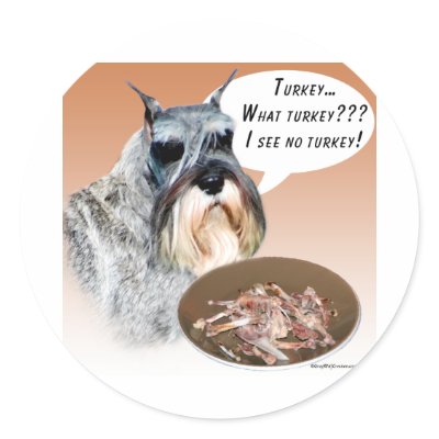 Miniature Schnauzer Turkey Stickers by GreyWolfCreation