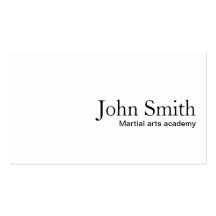 Minimal Plain White Martial Arts Business Card