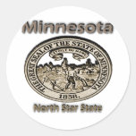 Minnnesota North Star State Seal Round Stickers