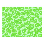 Mint Green and Lime Green Paisley. postcards