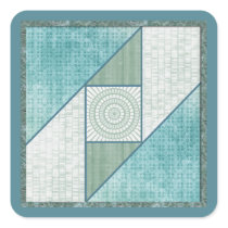 Mint Green & Blue Attic Window Quilt Square