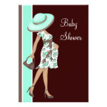 Mint Green Chocolate Brown Baby Shower Personalized Invitations