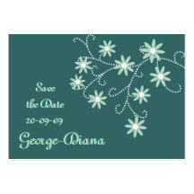 Mint Green Daisies Affordable Save the Date Cards Business Card Template