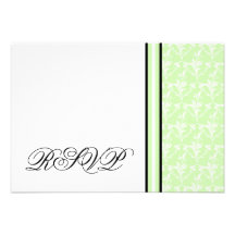 Mint Green Damask RSVP Response Card Custom Invite