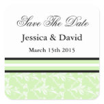 Mint Green Damask Save The Date Stickers