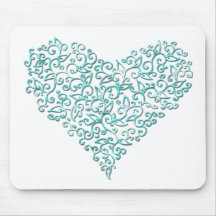 Mint Green Lace Heart Mousepads