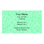 Mint Green Leopard Print Pattern. Business Cards