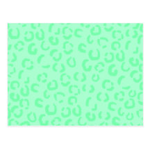 Mint Green Leopard Print Pattern. Postcards