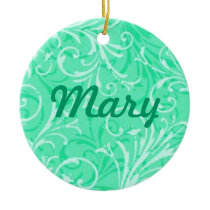 Mint Green Ornamental Name Ornament