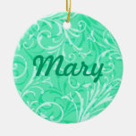 Mint Green Ornamental Name Ornament