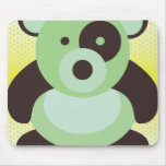 Mint Green Panda Bear on Yellow Mouse Pad