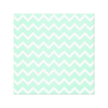 Mint Green Zigzag Stripes. Gallery Wrapped Canvas