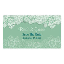 Mint Lace - Save the Date Business Card Template