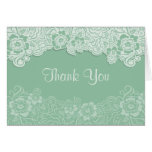 Mint Lace Wedding -Thank You Greeting Cards