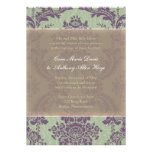 Mint Purple Elegant Damask Wedding Invitation