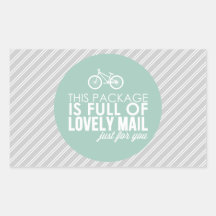 Mint Silver Bicycle StripedMail Packaging Sticker