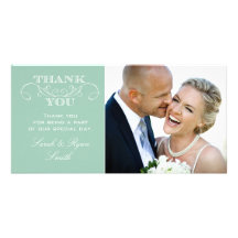 Mint Wedding Photo Thank You Cards Picture Card