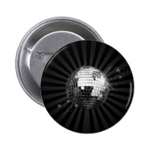 Mirror Disco Ball on Black Button