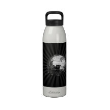 Mirror Disco Ball on Black Reusable Water Bottles