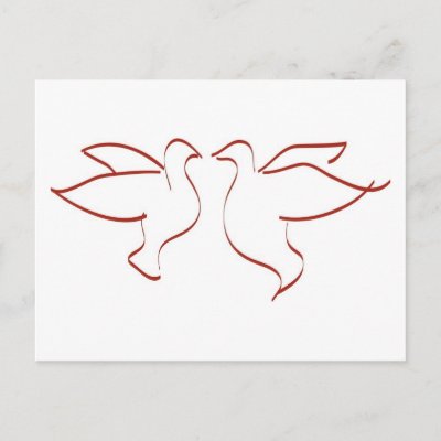 Mirror Image Doves Clipart Post Card by White Wedding