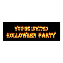Mis Spelled Holloween Party Invitations in fire Business Cards