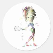Miss-fit Girl Plays Tennis! Round Sticker