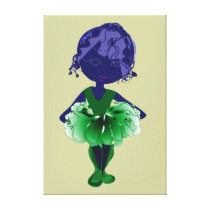 Miss-fit Green Tutu Ballerina Art Wrapped Canvas Canvas Print