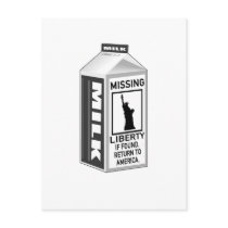 Missing Liberty Milk Carton Post Card