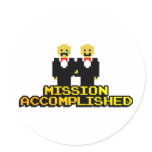 "Mission Accomplished" Marriage (Gay, 8-bit) Round Sticker