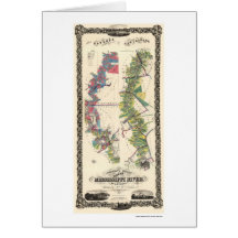 Mississippi River Map 1858 Cards