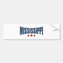 Mississippi Three Stars Design Bumper Stickers