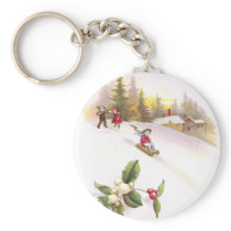 Mistletoe and Sledders Vintage Christmas Key Chains
