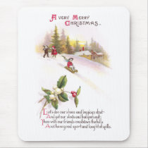 Mistletoe and Sledders Vintage Christmas Mouse Pad