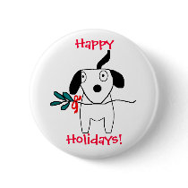 Mistletoe Doggie - button