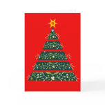 Mistletoe green christmas tree seasonal card red