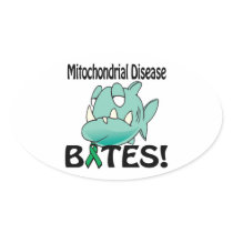 Mitochondrial Disease BITES Oval Stickers
