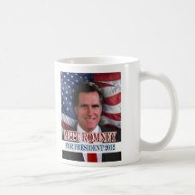 Mitt Romney 2012 Waving Flag Background Mugs