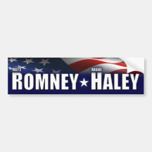 Mitt Romney - Nikki Haley- 2012 Bumper Stickers