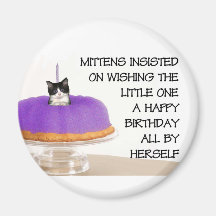 Mittens' birthday greeting fridge magnet