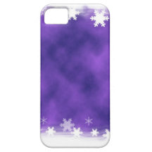 MIXED PURPLE SWIRLS WHITE SNOWFLAKES SATIN WINTER iPhone 5 CASE