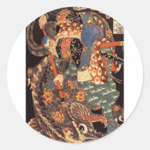 Miyamoto Musashi Ink Painting Round Stickers