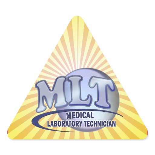 MLT FunBlue LOGO MEDICAL LABORATORY TECHNICIAN Triangle Sticker Zazzle
