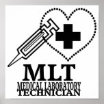 MLT HEART SYRINGE MEDICAL LABORATORY TECH LOGO posters