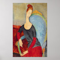 Mme Hebuterne in a Blue Chair, 1918 Print