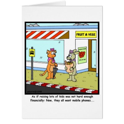 Mobile Phone Bills Greeting Cards by Hagen_Cartoons