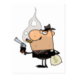 Mobster Holds Gun and Sack of Money Postcards